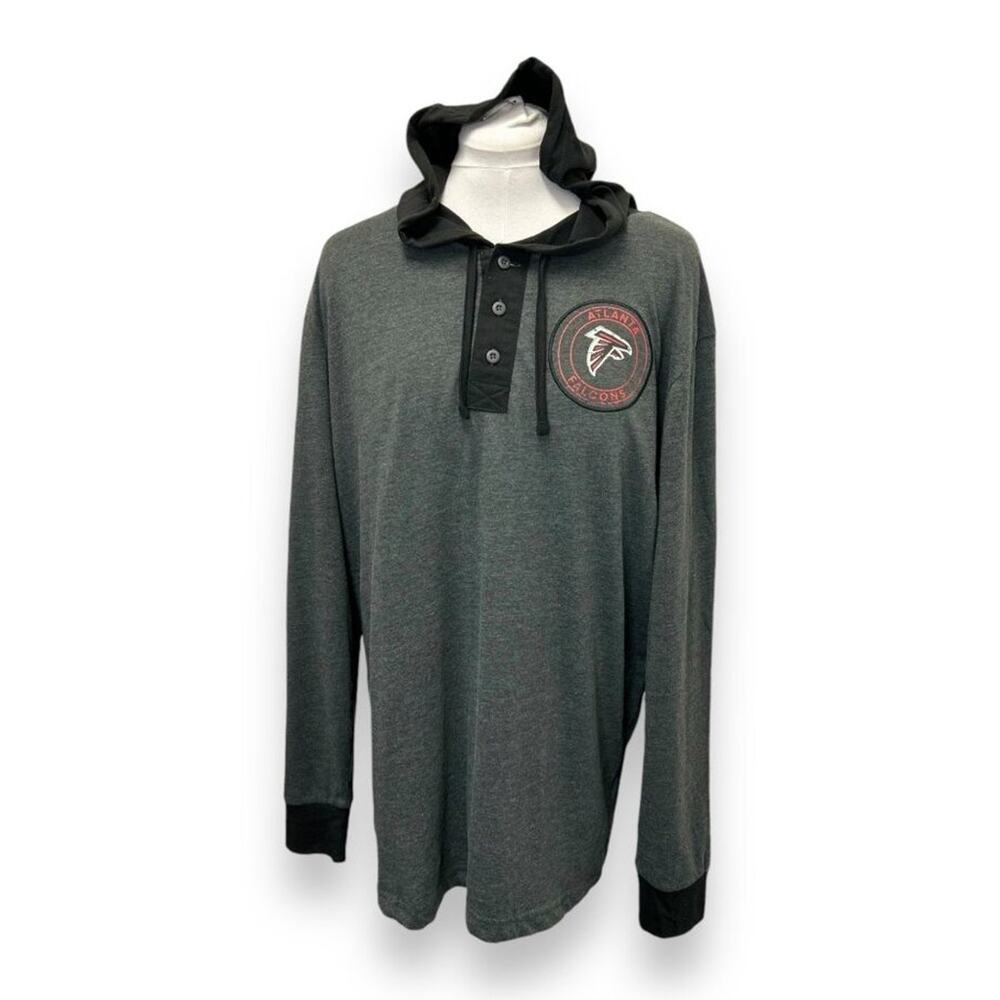 NFL Team Apparel Mens Atlanta Falcons Long Sleeve Hooded Shirt XLT Gray